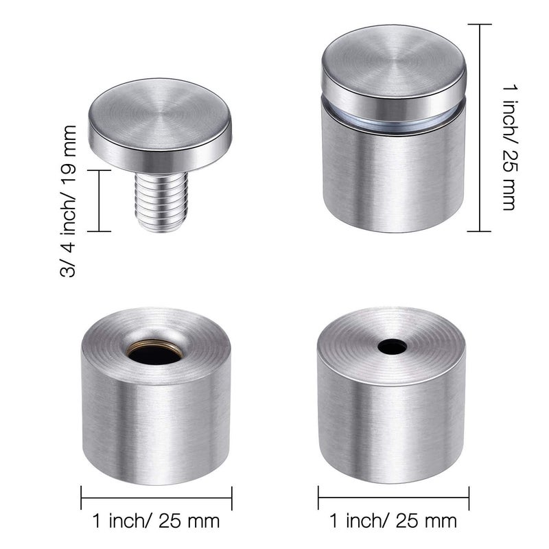 Pelopy 8 Pcs Sign Standoff Screws Advertising Screws Stainless Steel Wall Standoff Mounts Glass Acrylic Nail(1 x 1 Inch) - Image 2